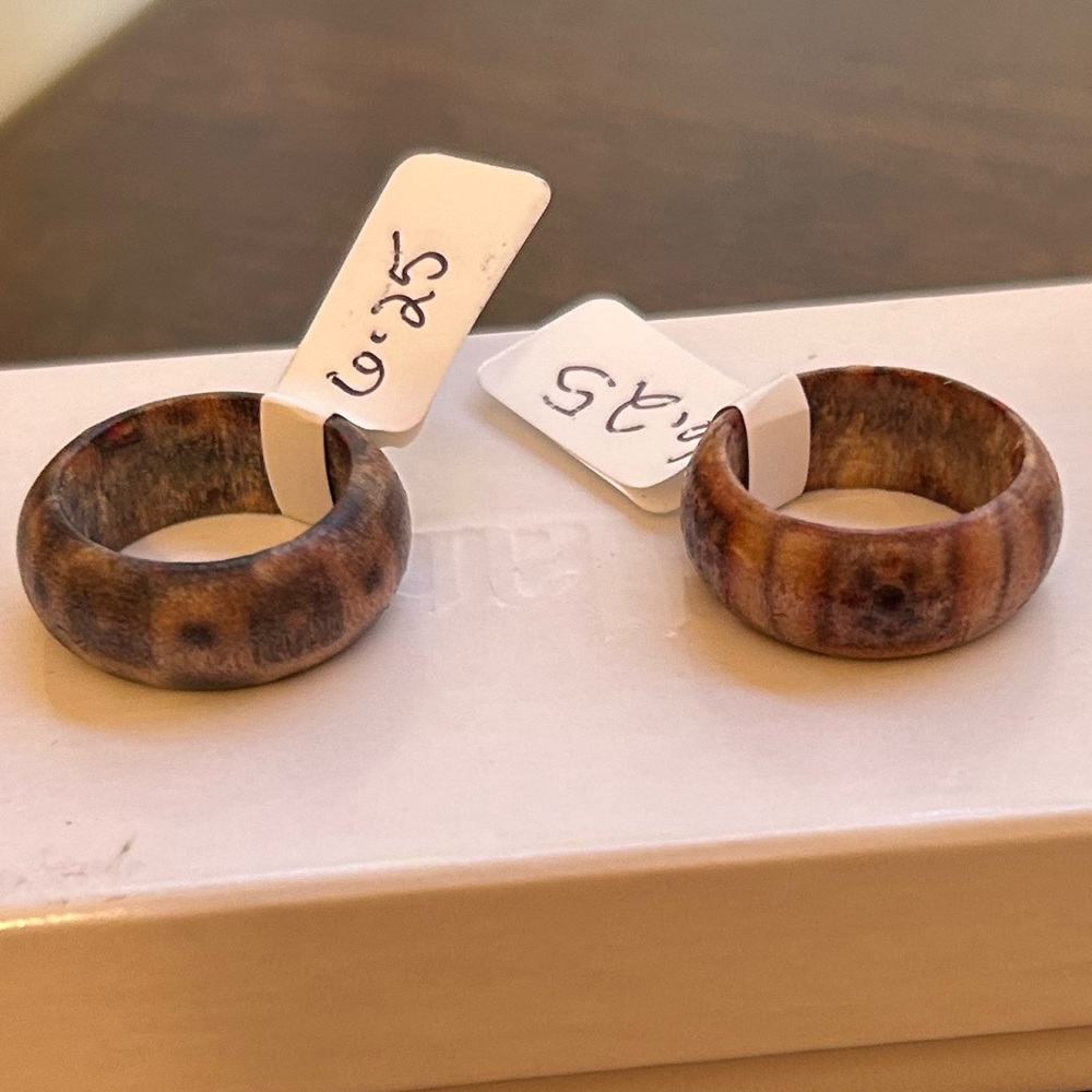 Bundle of Two Size 6.25 Colorful Patterned Wooden Rings NWT Men and Women